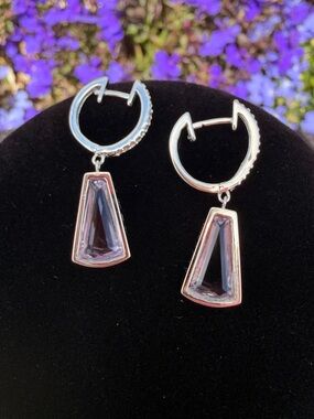 LoLo & Co Lunatic 3.50 CTW AAA Amethyst Diamond Sterling Silver Earrings